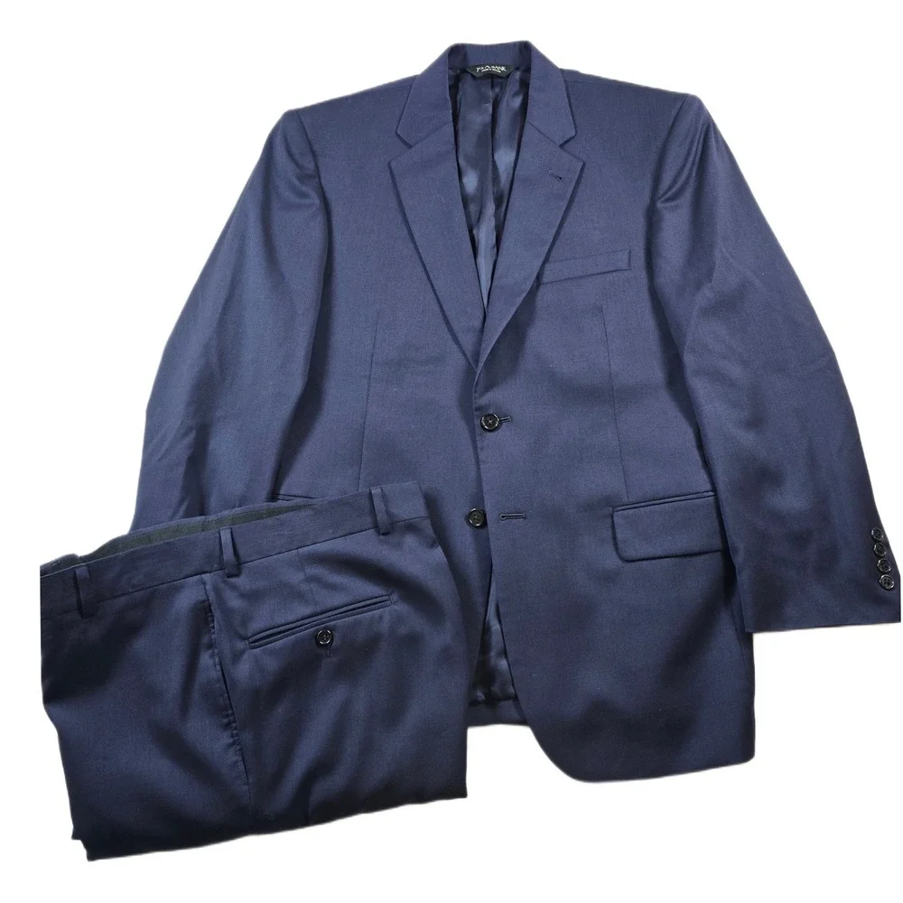 JoS A Bank Wool Suit Mens 40S 2 Piece Pants 34x29 Navy Blue Signature Collection